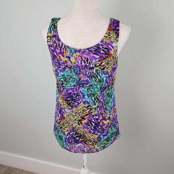 SPENCE MULTI COLORED GEO DESIGN SLEVELESS TOP SIZE SMALL - Picture 4 of 6